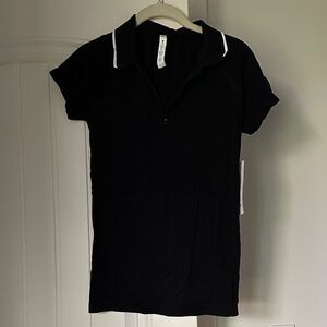NWT Athleta Black Short Sleeve Polo Top